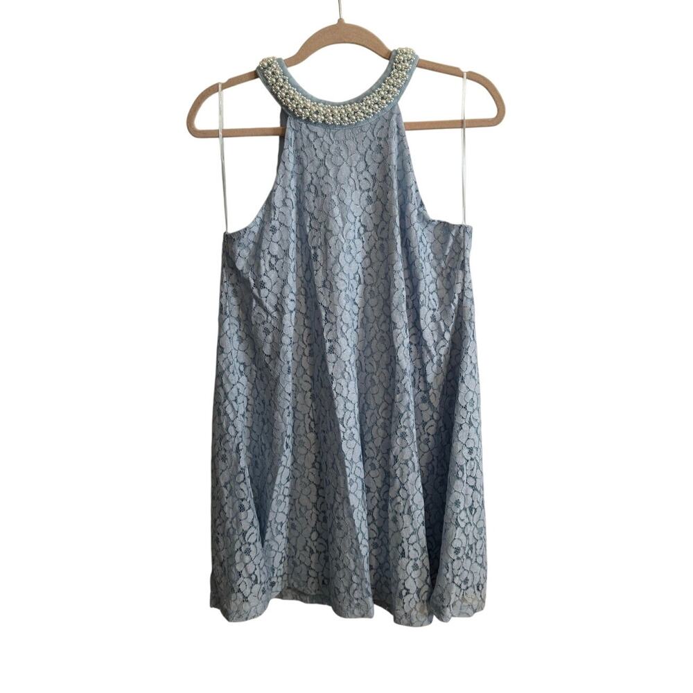 Altar’d State Alanna Pearl Sleeveless Swing Dress in Chambray Blue NWT